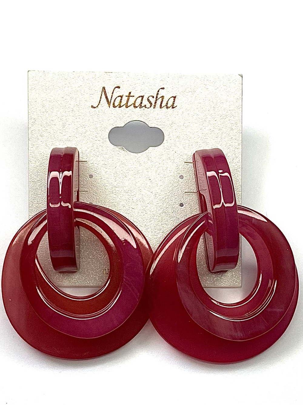 Natasha Couture Glossy Berry Double Hoop Earrings